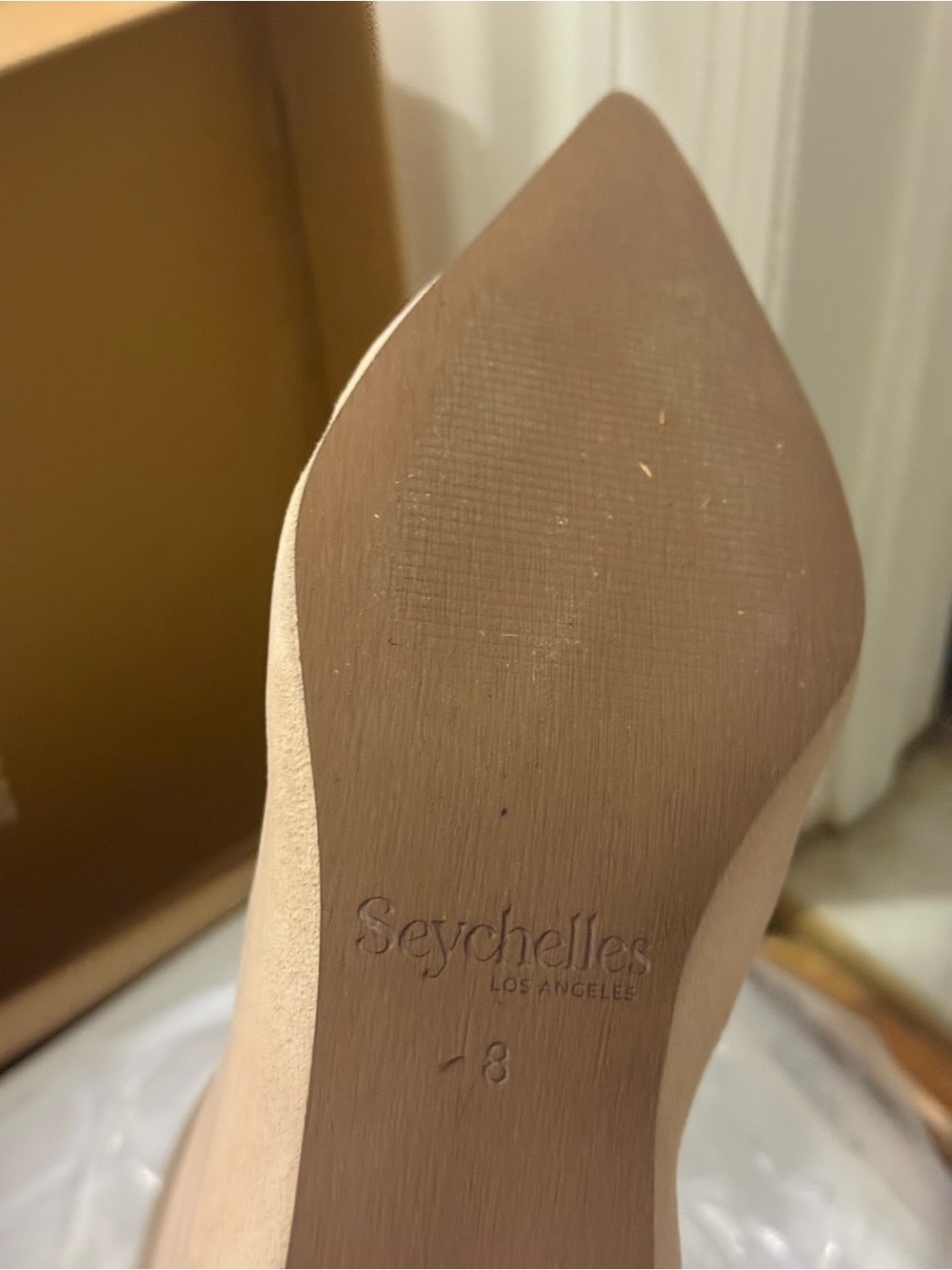 Seychelles Beige Suede Kitten Heel Boots - Picture 7 of 9